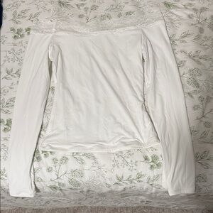 White Lace Trim Women's Top